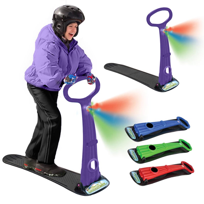 Geospace Winter Fun Foldable Snow Scooter Ski Skate Ski Skooter Snow Sled and Kids Snowboard with LED Light Multipurpose Portable SandboardSnow Skateand KidsTeenager Sled for All AgesPURPLE