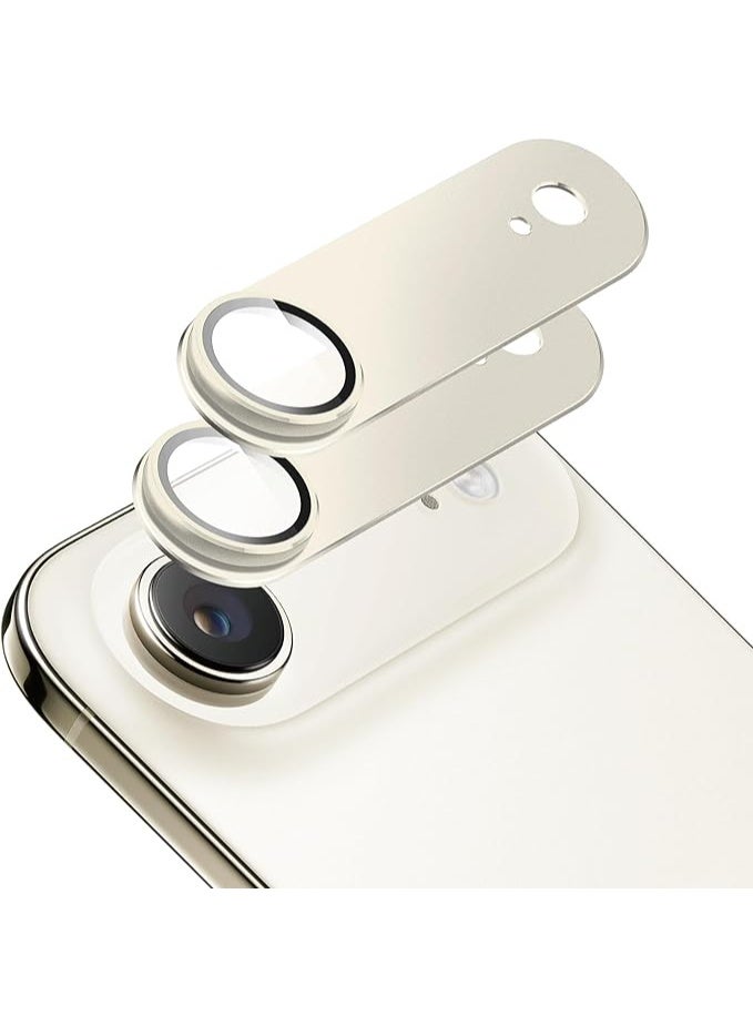 أكاليكس واقي عدسة الكاميرا لهاتف iPhone 17 Air، غطاء حلقي من الزجاج المقوى 9H بتغطية كاملة، لوحة معدنية غير لامعة، مناسب للحافظات، شاشة 6.5 بوصة، عبوة من قطعة واحدة (ذهبي) - Image 2