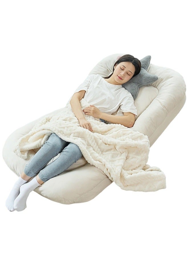 GGEROU Sofa Bed Softly Cushioned, Bean Bag Couch with 5 Gear Adjustment Sofa Bed Removable Washable Cover White 65x65x85 cm 1 seater - Image 1