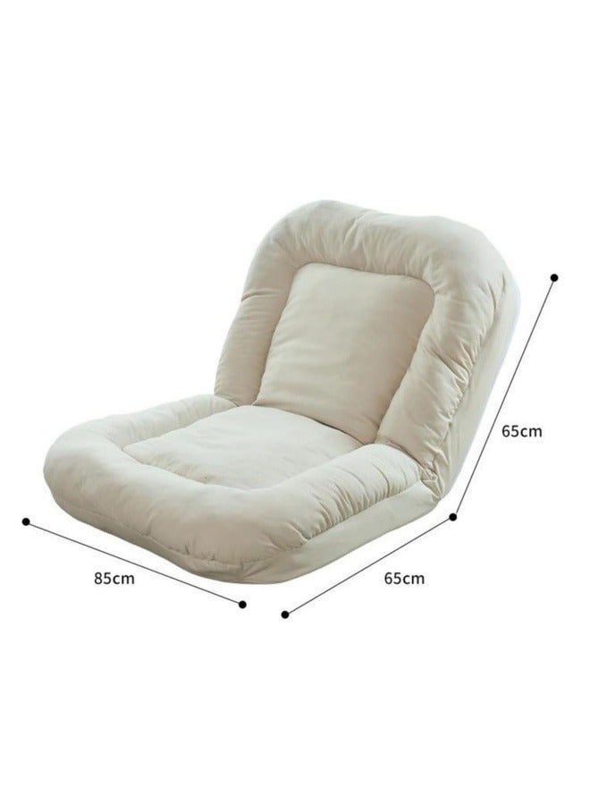 GGEROU Sofa Bed Softly Cushioned, Bean Bag Couch with 5 Gear Adjustment Sofa Bed Removable Washable Cover White 65x65x85 cm 1 seater - Image 5