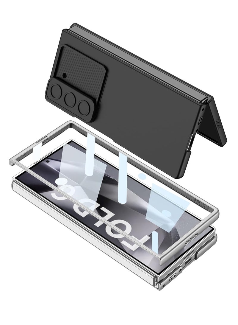 جراب GKK لهاتف Samsung Galaxy Z Fold 6، مع واقي شاشة وغطاء كاميرا منزلق، مقاوم للصدمات، جراب صلب من البولي كربونات لهاتف Samsung Galaxy Z Fold 6. رمادي - Image 3