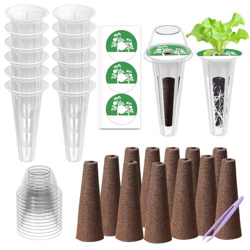DRYADES Seed Pod Kit Compatible with Aero Garden Ahope Garden Dryades Z243 - Grow Anything Kit for Indoor Garden Hydroponics Growing System with 12 Grow Sponges, 36 Pod Labels, 12 Plant Baskets Domes - Image 1