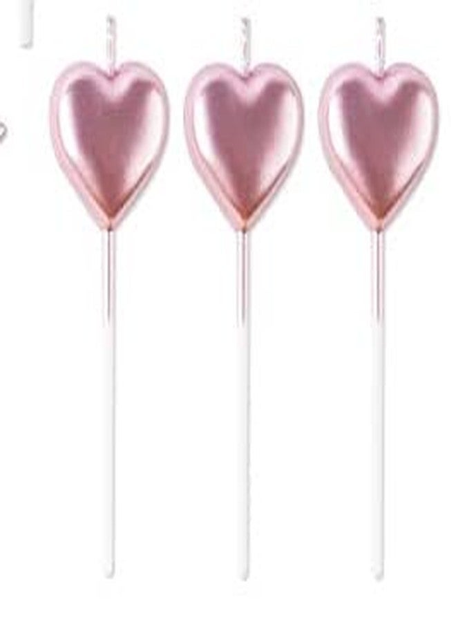 LUDALY 4 Pcs Birthday/Anniversary/wedding Candle Love Heart Sticks Design Cake Topper (Rose Gold) - Image 2