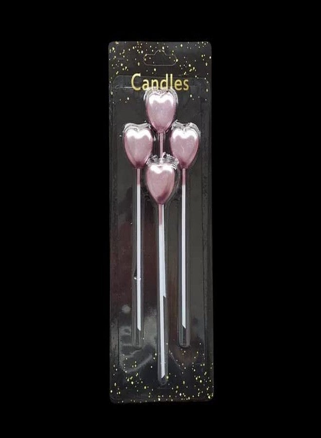LUDALY 4 Pcs Birthday/Anniversary/wedding Candle Love Heart Sticks Design Cake Topper (Rose Gold) - Image 3