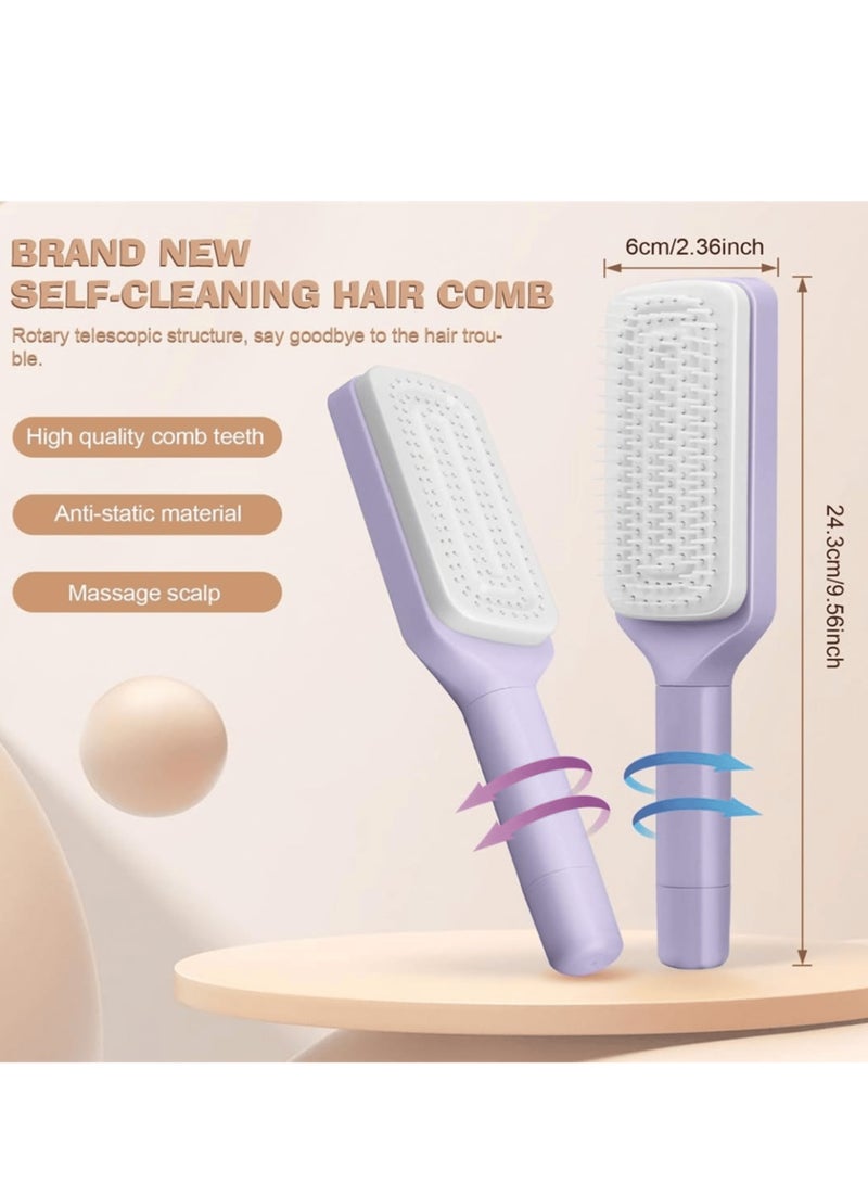 Loquat Self-Cleaning Hair Brush Comb – Detangling Comb  Scalp Massage Brush, Easy Hair Removal Detangler for Women, Men, Kids, Long, Curly  Straight Hair - Image 5