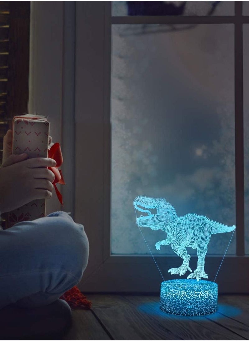 althiqahkey - 3D Dinosaur Night Light - 3D Led Illusion Lamp Three Pattern and 16 Colors Change Decor Lamp with Remote Control for Kids, Dinosaur Gifts for Children,3Pack - Image 1