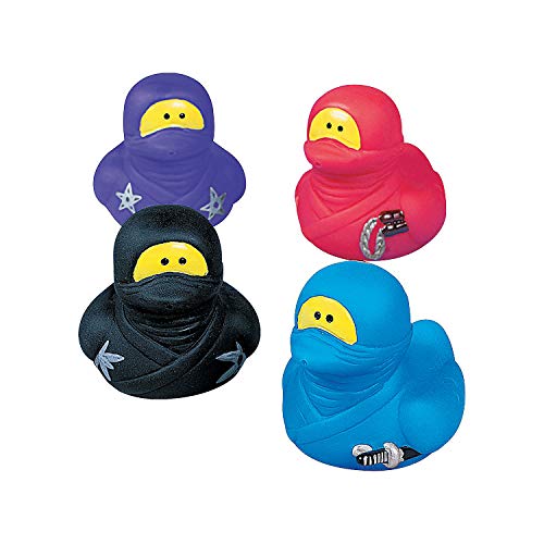 Fun Express Ninja Rubber Ducks, Duckies, 12 Pieces, Birthday Parties, Karate School, Treasure Chest Supplies - Image 4