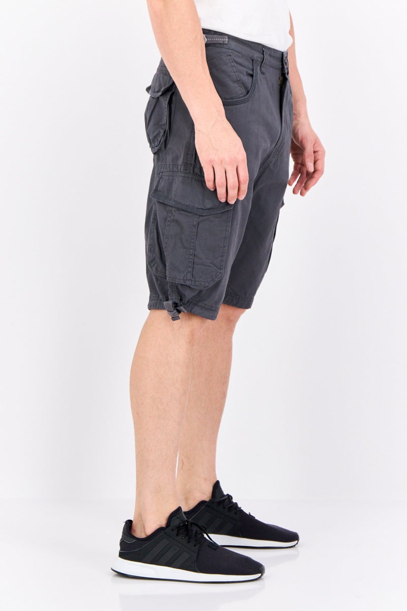 CROSSHATCH Men Plain Cargo Shorts, Charcoal - Image 2