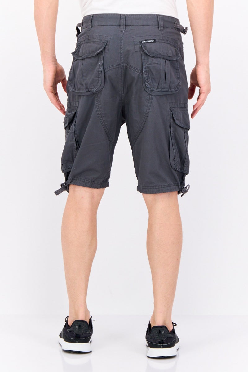 CROSSHATCH Men Plain Cargo Shorts, Charcoal - Image 3