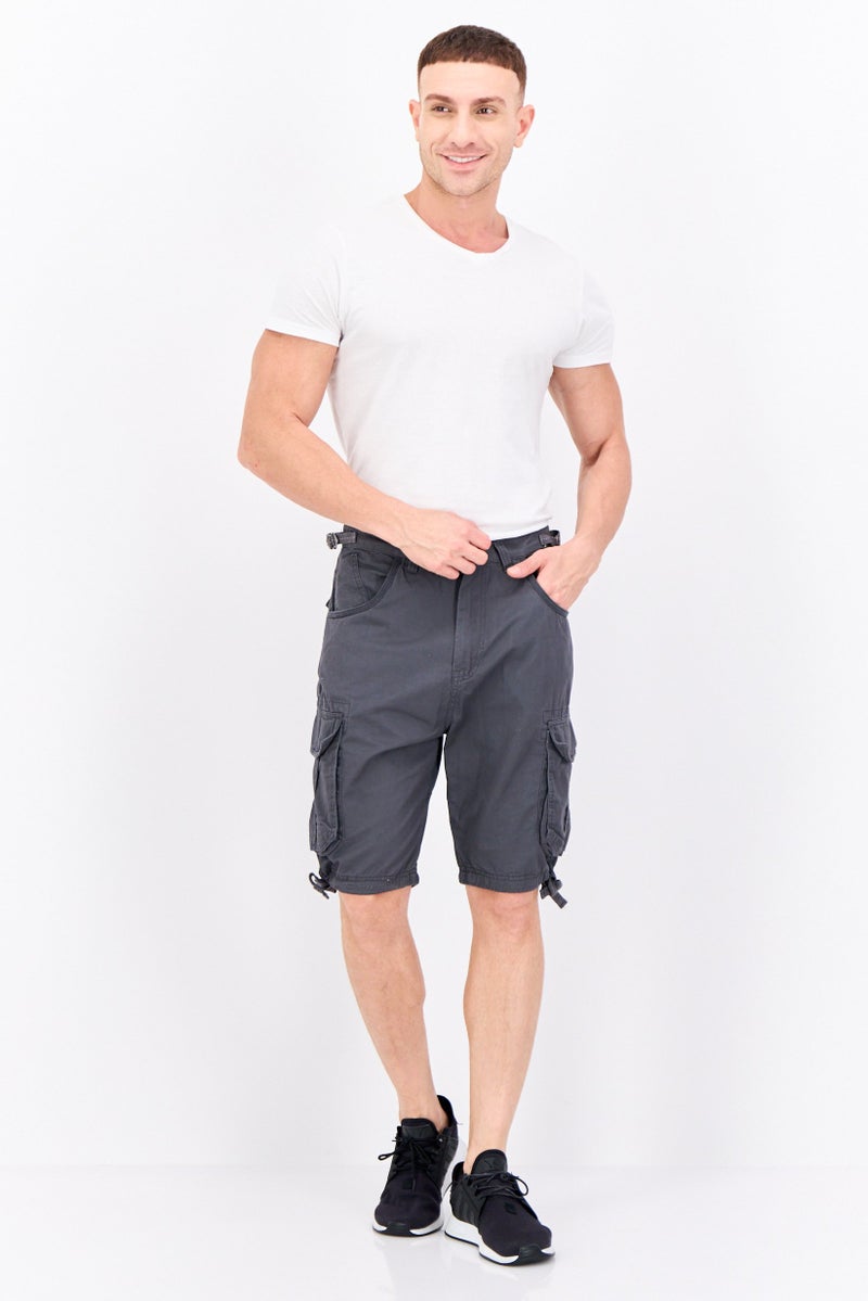 CROSSHATCH Men Plain Cargo Shorts, Charcoal - Image 4