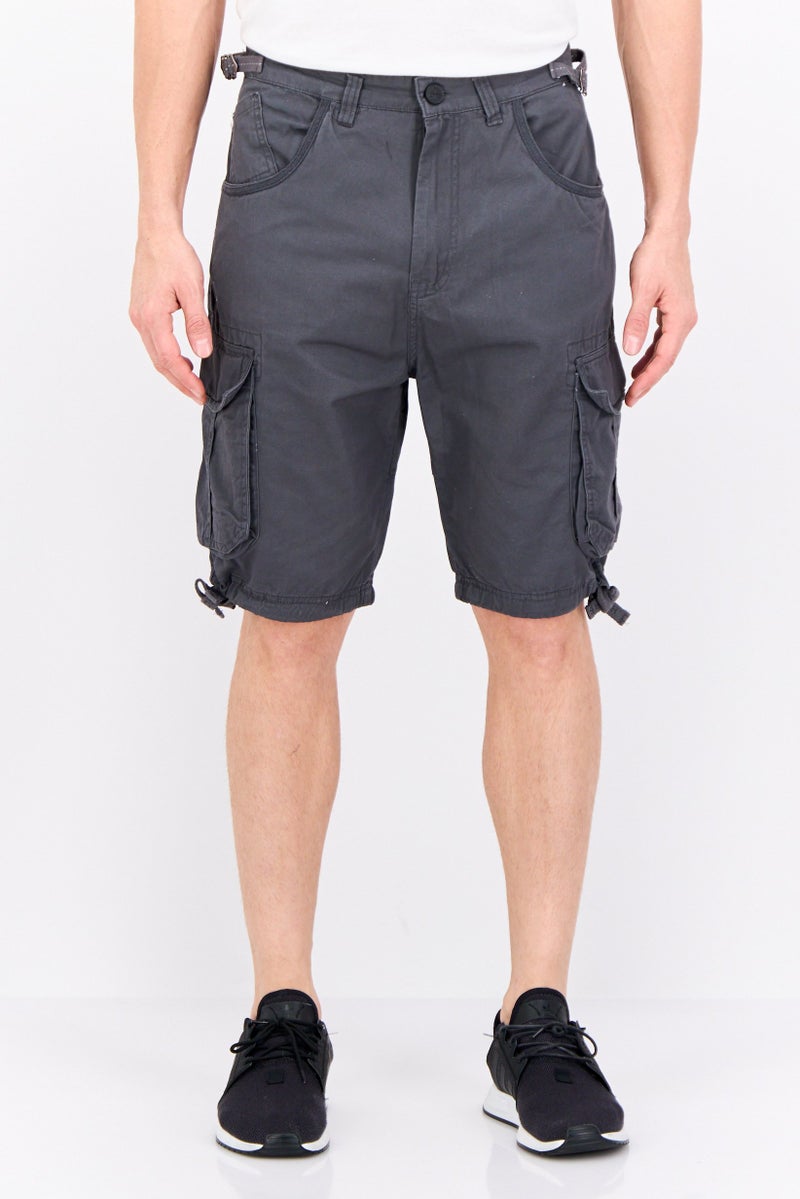 CROSSHATCH Men Plain Cargo Shorts, Charcoal - Image 1