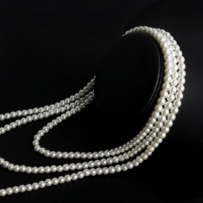 Aisansty Long Pearl Necklaces for Women Cream White Faux Pearl Strand Layered Necklace Costume Jewelry - Image 4