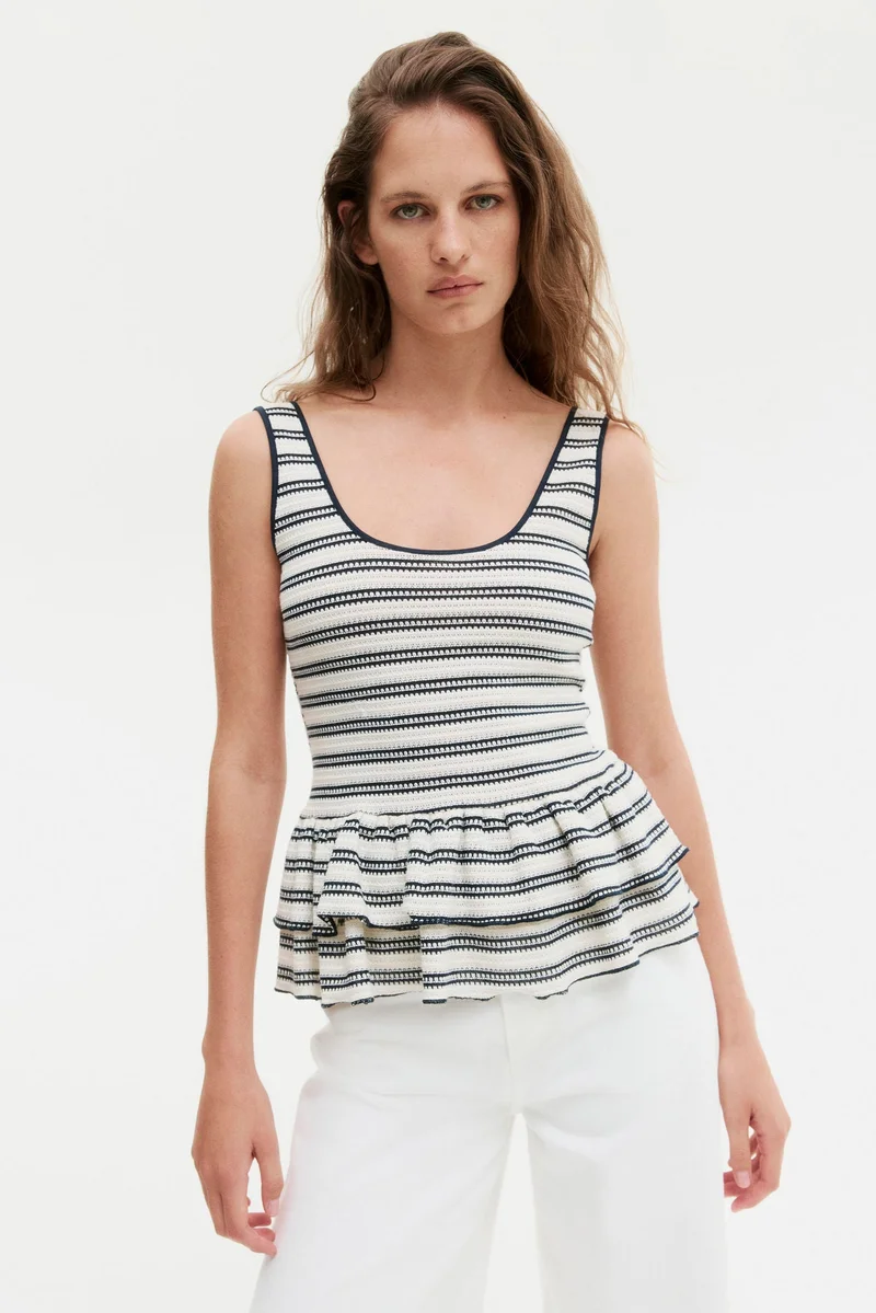 H&M Textured-knit peplum vest top