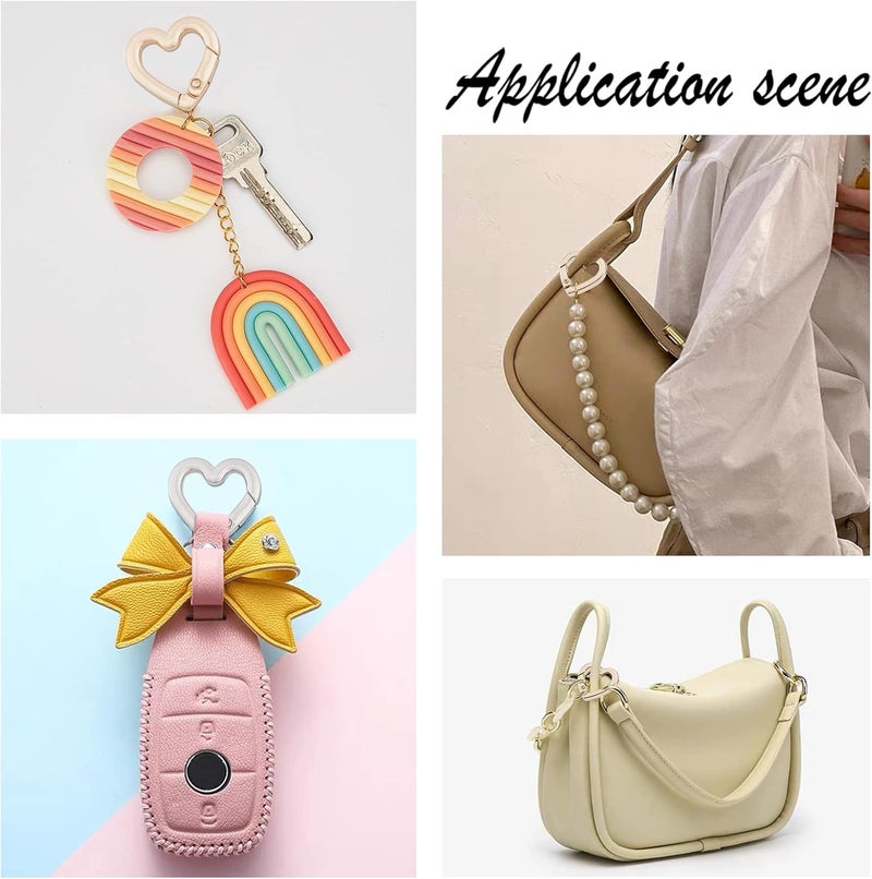 كلاراكو مجموعة من 16 مشبك حلقي على شكل بوابة زنبركية من كلاركو، لونين، مشبك كبس على شكل قلب، مشبك كبس من سبائك معدني، مشبك سلسلة مفاتيح، إكسسوارات يدوية الصنع لحقيبة اليد والمحفظة وحزام الكتف (0.4/0.8 بوصة) - Image 3