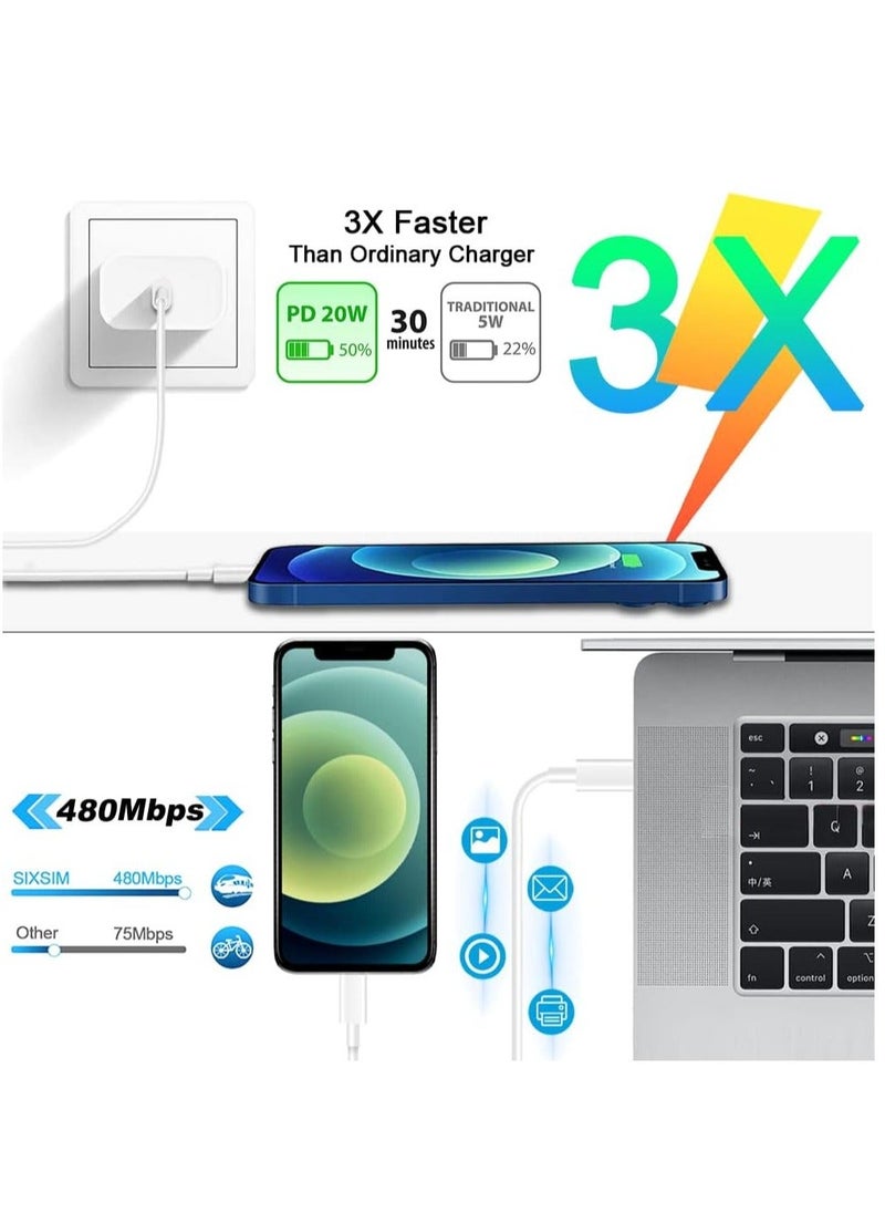 Generic - iPhone Fast Charger, 20W USB C PD Wall Charger Block Plug with[MFi Certified]6ft Type C to Lightning Cable Quick Charging Data Sync Cord for iPhone14 13 12 11 Pro Max Mini Xs Xr iPad Air - Image 1