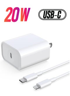 iPhone Fast Charger, 20W USB C PD Wall Charger Block Plug with[MFi Certified]6ft Type C to Lightning Cable Quick Charging Data Sync Cord for iPhone14 13 12 11 Pro Max Mini Xs Xr iPad Air