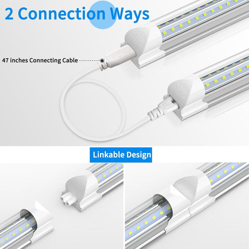 SHOPLED 8FT 100W 15000LM 6000K Cool White High Output Linkable T8 Tube Fixtures, V-Shaped, 8 Foot Lights for Garage, Warehouse, 4 Pack - Image 5