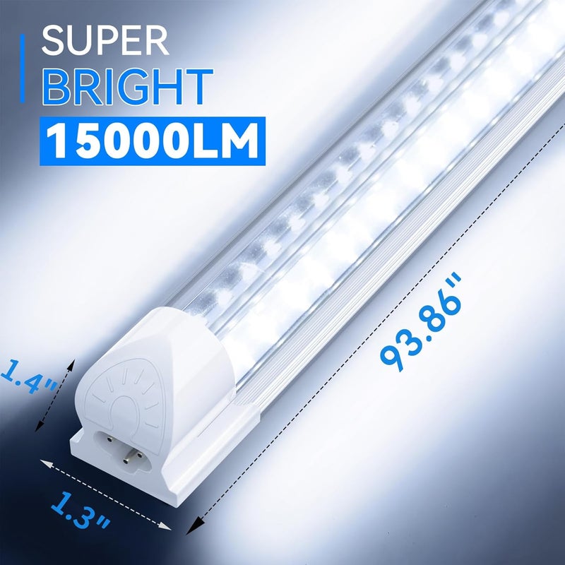 SHOPLED 8FT 100W 15000LM 6000K Cool White High Output Linkable T8 Tube Fixtures, V-Shaped, 8 Foot Lights for Garage, Warehouse, 4 Pack - Image 3