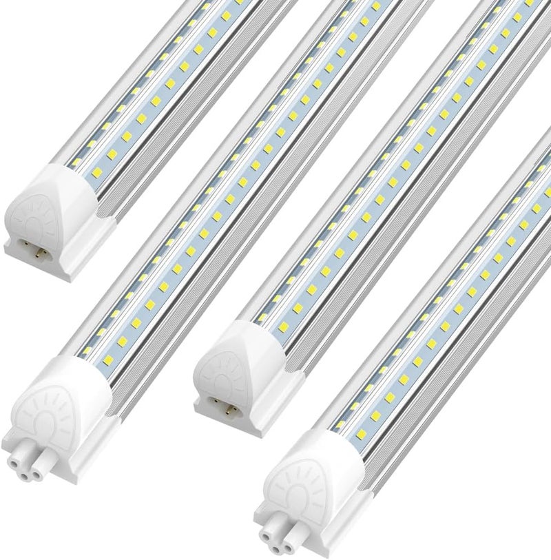 SHOPLED 8FT 100W 15000LM 6000K Cool White High Output Linkable T8 Tube Fixtures, V-Shaped, 8 Foot Lights for Garage, Warehouse, 4 Pack - Image 1