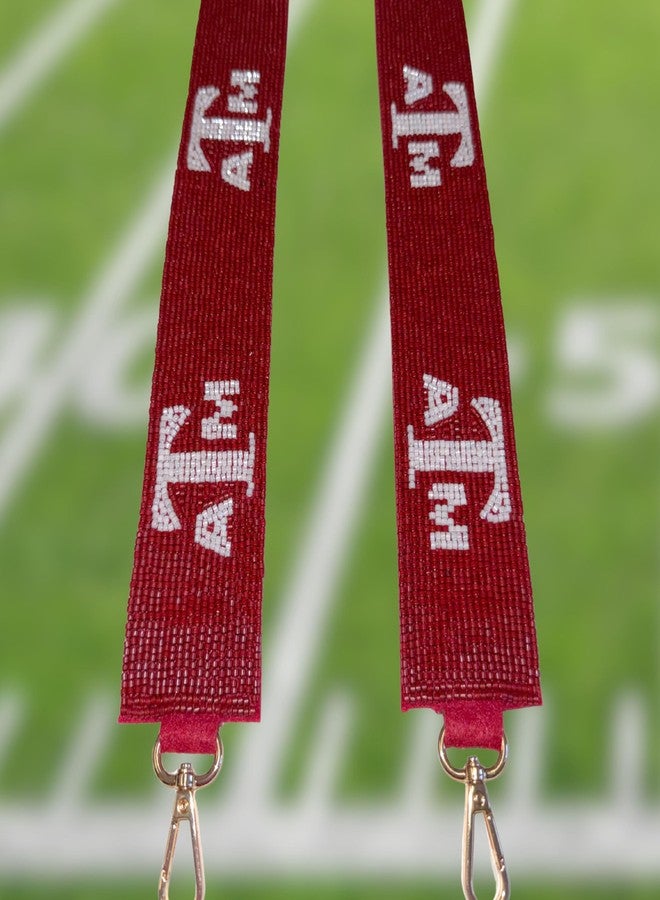 Lashicorn Texas Beaded Purse Strap Maroon & White College Game day Clear Handbag Replacement Strap Stadium Football University 45" x 2” Gig Gold Hardware Clips - Image 5