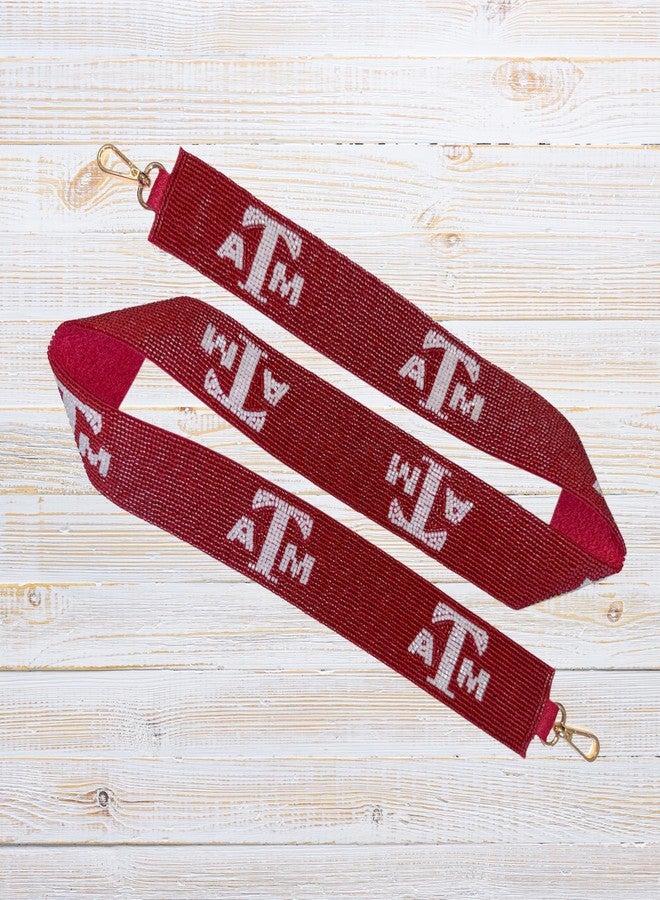 Lashicorn Texas Beaded Purse Strap Maroon & White College Game day Clear Handbag Replacement Strap Stadium Football University 45" x 2” Gig Gold Hardware Clips - Image 4