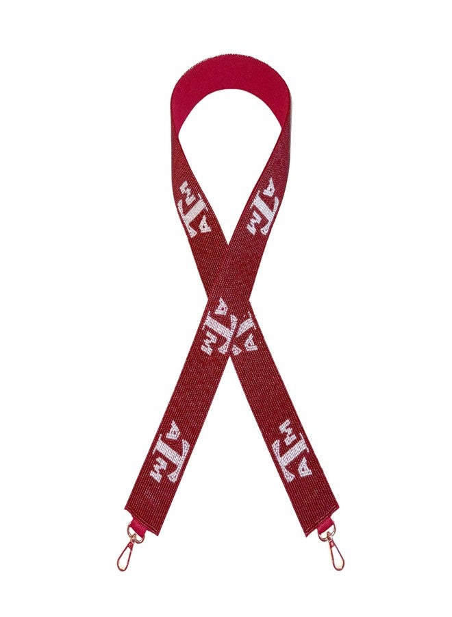 Lashicorn Texas Beaded Purse Strap Maroon & White College Game day Clear Handbag Replacement Strap Stadium Football University 45" x 2” Gig Gold Hardware Clips - Image 1