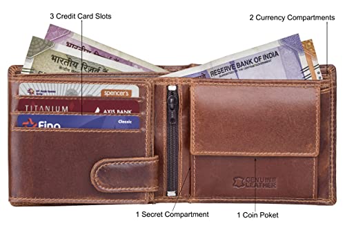 URBANFOREST URBAN FOREST Oliver Leather Wallet for Men, Caramel Brown, Two Fold Wallet - Image 3