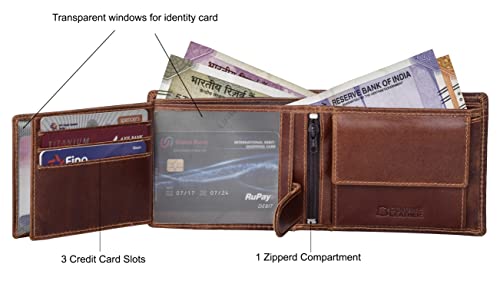 URBANFOREST URBAN FOREST Oliver Leather Wallet for Men, Caramel Brown, Two Fold Wallet - Image 4