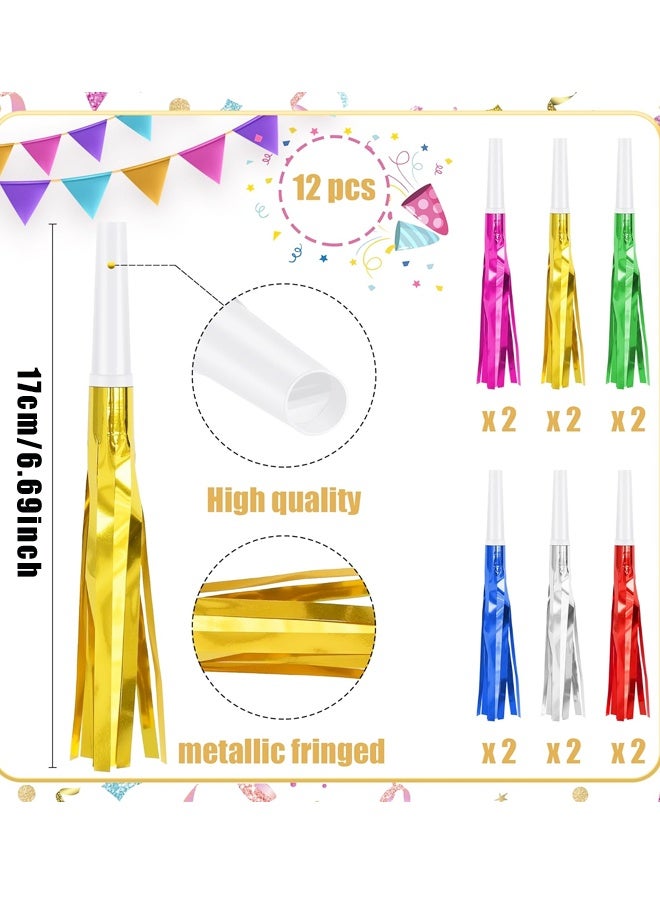 12 Pcs Glitter Noise Makers Metallic Fringed Party Blower for Adults Birthday Graduation New Years Party Favors Supplies (Colorful) - Image 2