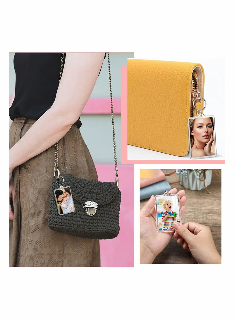50 Pcs Acrylic Photo Frame Keychain Set - Clear Customizable Keychains for DIY Projects, Perfect for Memories and Gifts