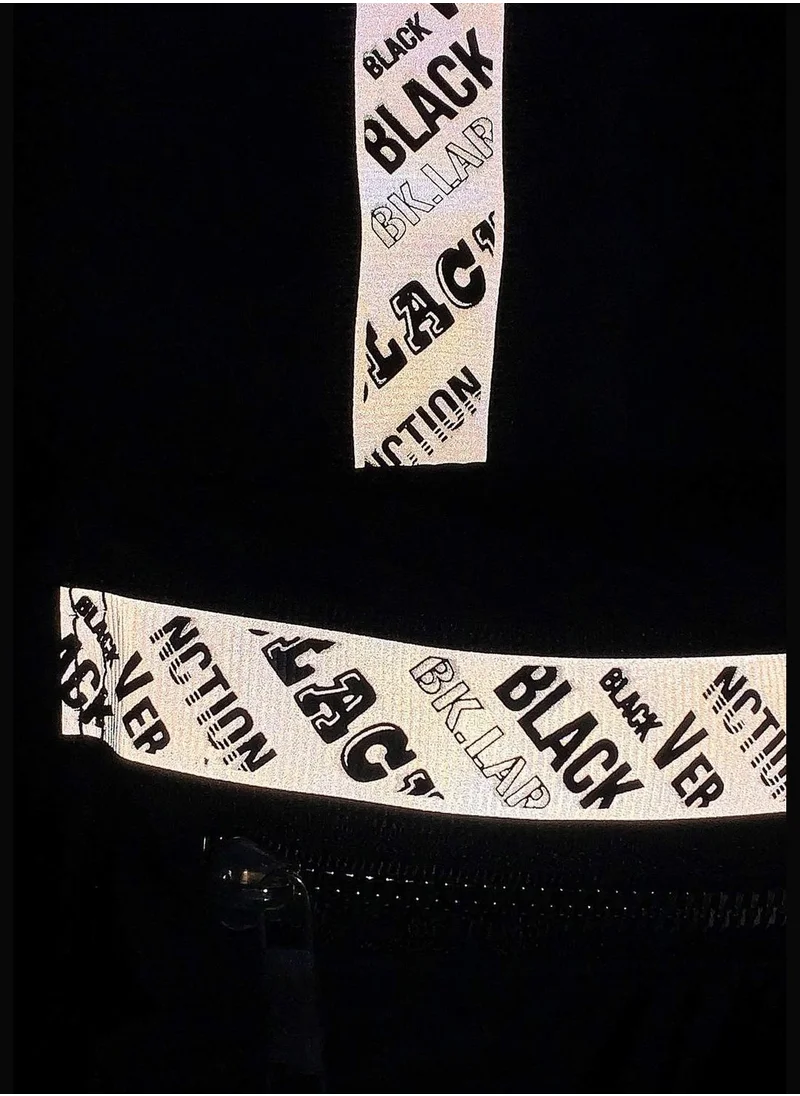 DeFacto Text Print Striped Backpack
