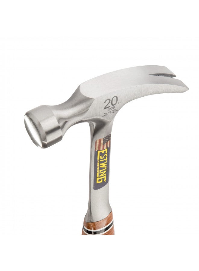 Estwing Hammer - 20 oz Straight Rip Claw with Smooth Face & Genuine Leather Grip - E20S - Image 1