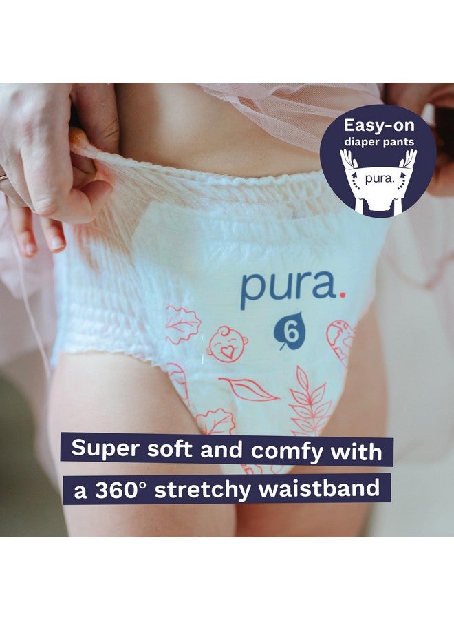 Pura سراويل حفاضات بورا المضادة للحساسية الحجم 5 (27-38 رطل) للاستخدام الليلي، حماية من التسرب تصل إلى 12 ساعة، مناسبة للبشرة الحساسة، خالية تمامًا من الكلور، قطن عضوي ناعم، 3 عبوات من 19 (57 سراويل سحب)  - Image 2