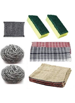 SINCO Utility World Scrub Sponges, Steel Scrubbers Pad, Kitchen Cleaning Towel/Napkin Table Wipe and Floor Cleaning Duster/Pocha - Pack of 9  - Image 1