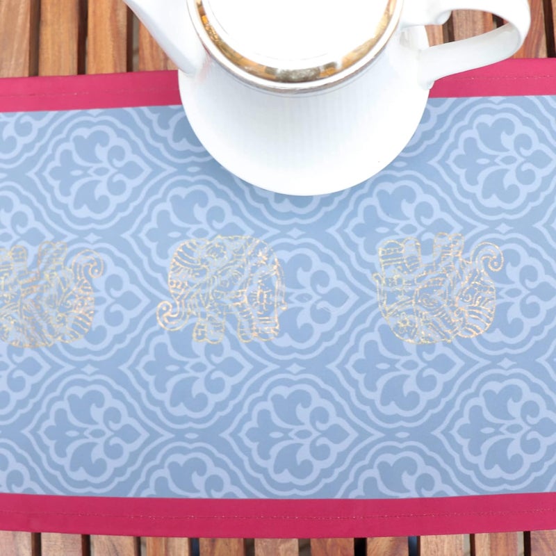 Zeba Zeba World Block Print with Enhanced D cor Elephant Motif 6 Seater Table Runner Cloth, Table Runner for Living Room, Dining Table Runner - (Size : 12" X 84" ; 30 cms X 213 cms) - Image 3