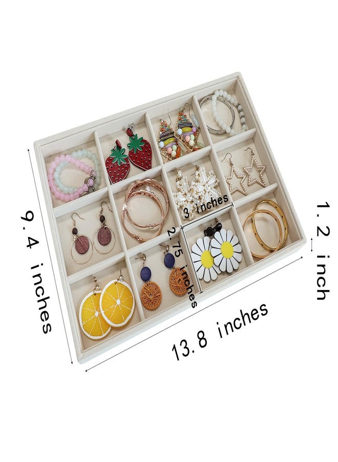 Stratalife Earring Organizer Stackable Jewelry Tray Removable Display Tray Organizer for Jewelry Necklace Earring Drawer Insert 12 Grid Beige - Image 5