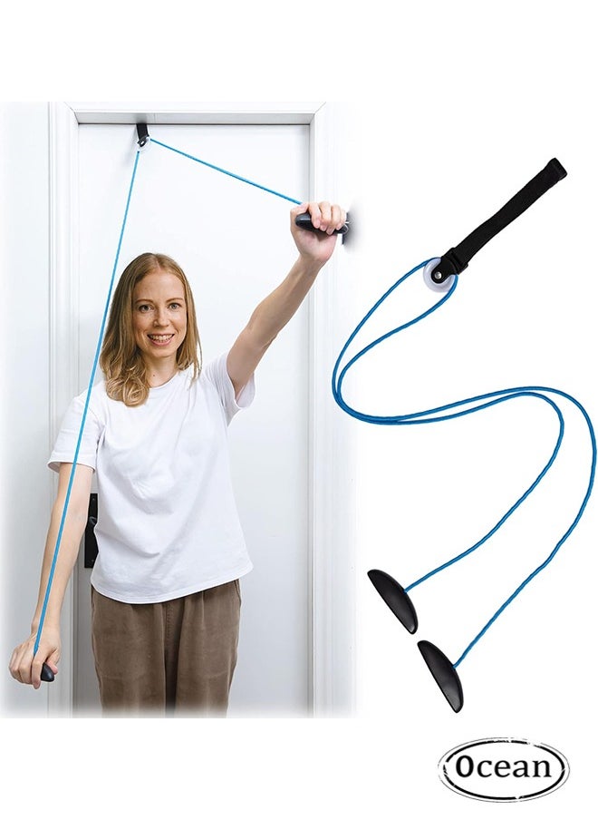 Ocean Shoulder Pulley for Physical Therapy with Exercise Guide - Improves Shoulder Strength & Range of Motion - Reduces Pain, Helps in Muscle Recovery - Physical Therapy Equipment (Blue)  - Image 1