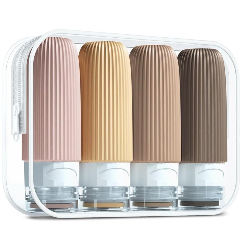 Pixelera 90 ml silicone travel bottle 4 pcs For Toiletries Shampoo Bottle Set Travel Essentials for Lotion Soap Liquid Shampoo Small Bottles Refillable Leakproof Bottles for Lotion with Storage Pouch - Image 3