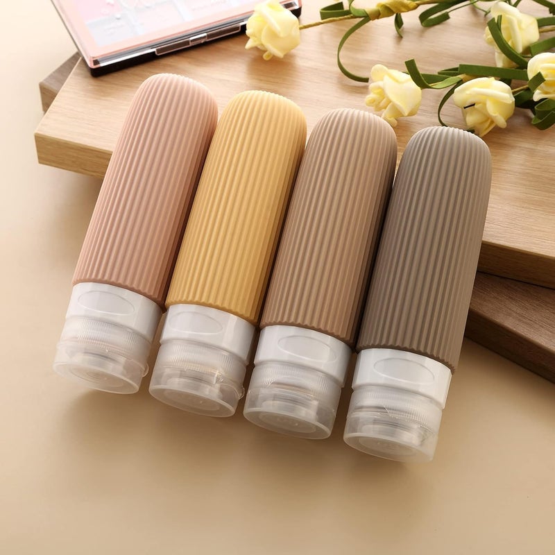 Pixelera 90 ml silicone travel bottle 4 pcs For Toiletries Shampoo Bottle Set Travel Essentials for Lotion Soap Liquid Shampoo Small Bottles Refillable Leakproof Bottles for Lotion with Storage Pouch - Image 5
