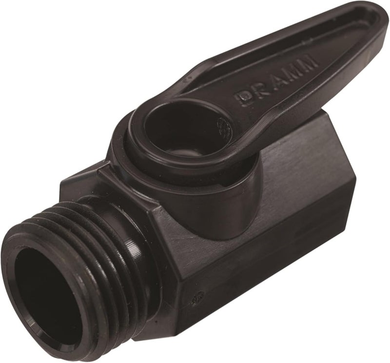 Dramm Plastic Shut Off Valve with One Piece Ball  Large Handle for Ease of Use Heavy Duty Construction Black