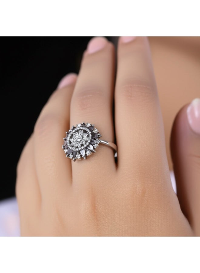 Pretty Precious CZ Adjustable Ring for Women & Girls – Elegant American Diamond Finger Ring, Rhodium or Gold Plated, Comfortable Open Design-Multi - Image 2