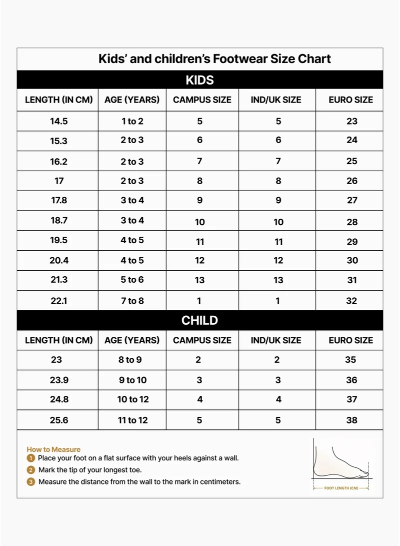 Campus White Kids Low-Top Sneakers - Sporty Look with Cushioned Sole for All-Day Play  | Best Price UAE