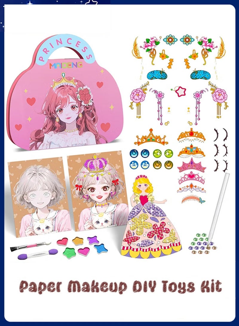 Art Craft Activity for Kids, Paper Craft Kits - Paper Makeup DIY Girls Toy Kit with Diamond Painting & Princess Dress Up Set, Ideal Birthday Gift for Girls Ages 4 5 6 7 8 9+ Year Old - Image 1