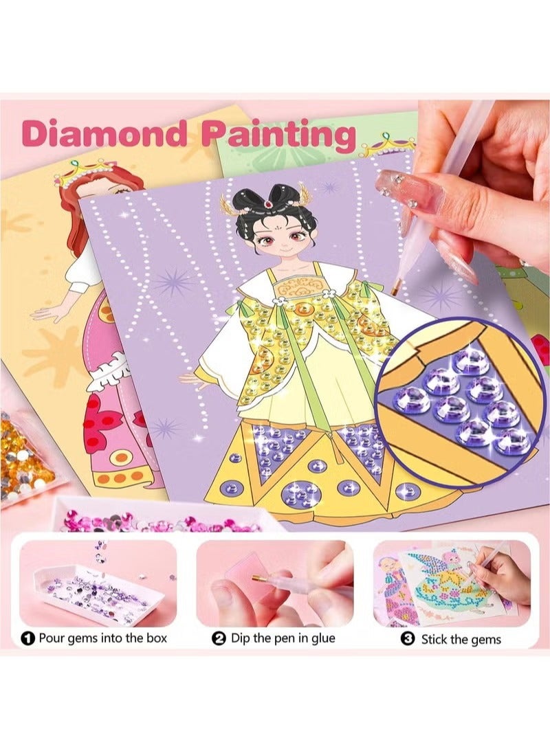 Art Craft Activity for Kids, Paper Craft Kits - Paper Makeup DIY Girls Toy Kit with Diamond Painting & Princess Dress Up Set, Ideal Birthday Gift for Girls Ages 4 5 6 7 8 9+ Year Old - Image 5