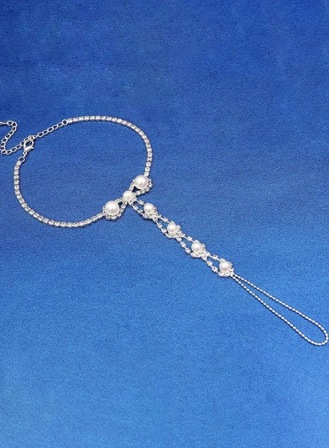 Take Two  Faux Pearl Foot Chain with Toe Ring Anklet for Women | Best Price UAE
