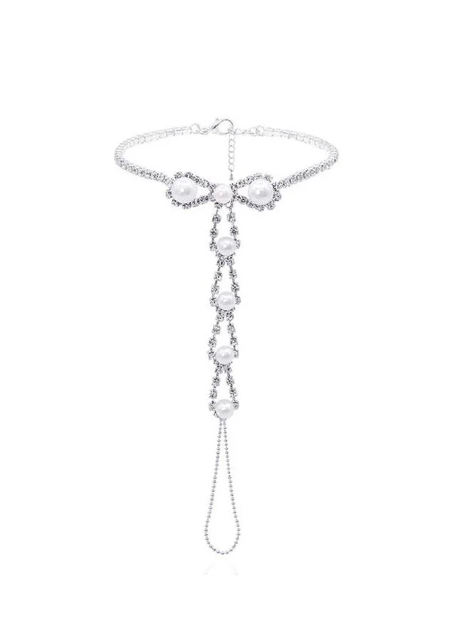 Take Two  Faux Pearl Foot Chain with Toe Ring Anklet for Women | Best Price UAE