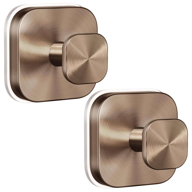 BKV Suction Cup Hooks for Shower,Heavy Duty Shower Hooks for Bathroom Wall,Glass Windows,Smooth Doors to Hang Towels,Robes,Reusable Suction Cup Wreath Hanger for Christmas Wreaths-Champagne Bronze(2 Pack) - Image 1
