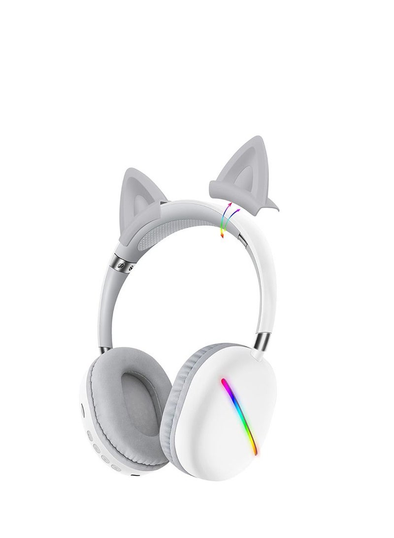 GULFLINK 400mah Cat Ears Wireless Bluetooth Headphones for Teens Adults White - Image 1