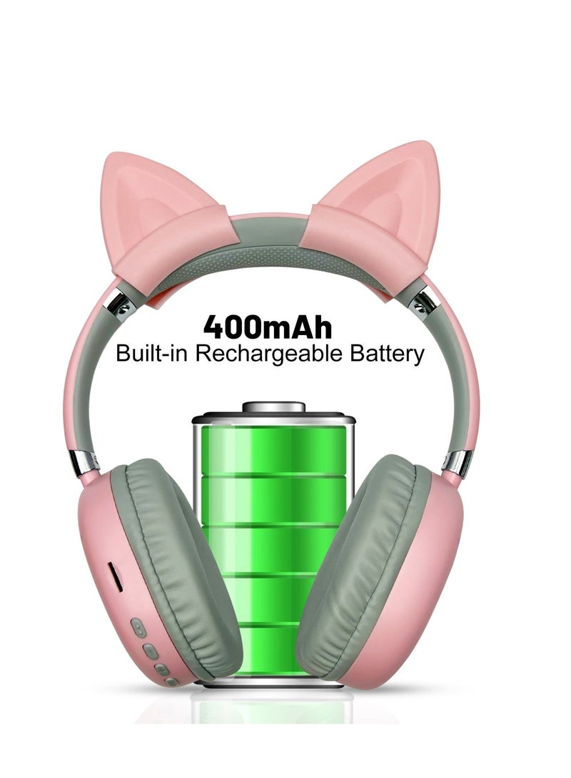 GULFLINK 400mah Cat Ears Wireless Bluetooth Headphones for Teens Adults White - Image 4