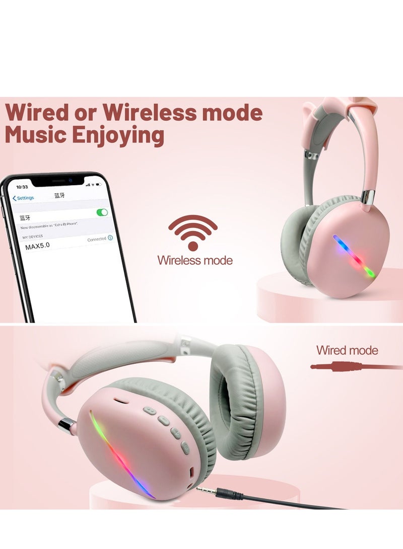 GULFLINK 400mah Cat Ears Wireless Bluetooth Headphones for Teens Adults White - Image 3